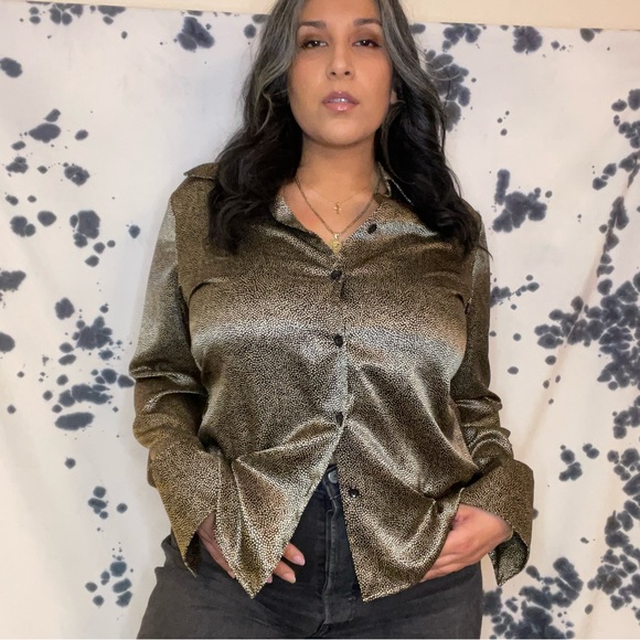 Vintage Kasper Small Dots Pattern Button Up Blouse - Picture 1 of 6